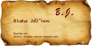 Blaha János névjegykártya